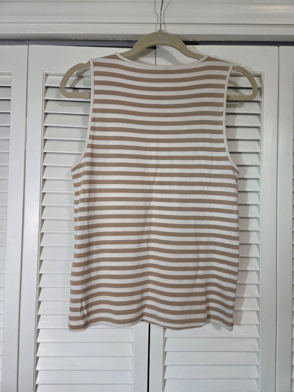 J.Crew Factory Tank, Tan/White, Sz L - Picture 3 of 3